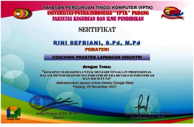 Sertifikat Coaching Praktek Lapangan Industri: Kesiapan Mahasiswa Untuk ...